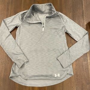 Under Armour Gray Fitted Quarter-Zip Pullover coldgear youth large